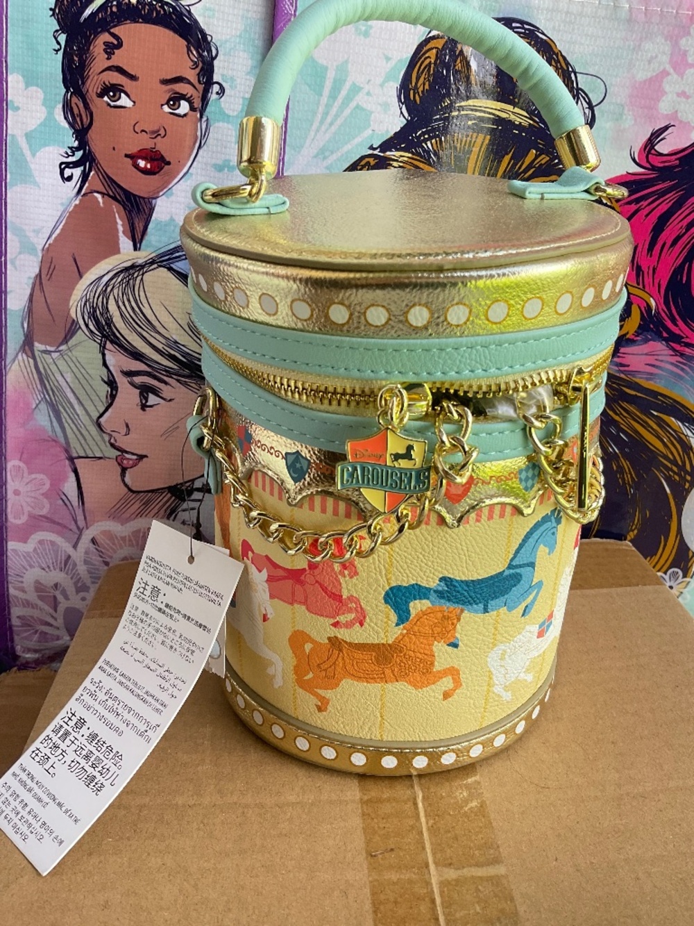 LOUNGEFLY KING AUTHURS D23 CAROUSEL CROSSBODY  RETIRED NWT